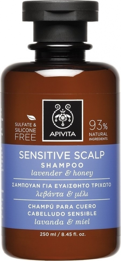Apivita Sensitive Scalp Shampoo - Σαμπουάν Για Ευαίσθητο Τριχωτό Με Λεβάντα & Μέλι 250ml
