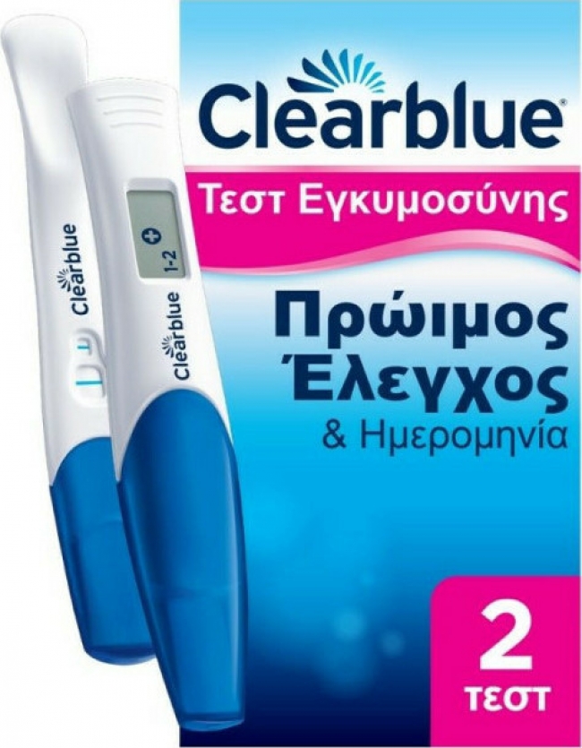 Clearblue Double Check & Date Ψηφιακό Τεστ Εγκυμοσύνης Πρώιμος Έλεγχος & Ημερομηνία 2τμχ