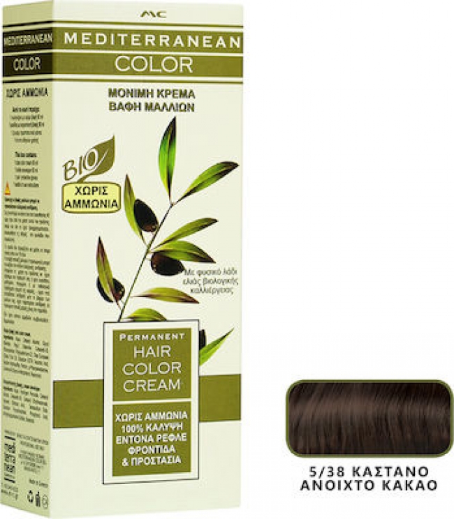 Mediterranean Cosmetics Mediterranean Hair Color Cream Bio 5/38 Καστανό Ανοιχτό Κακάο
