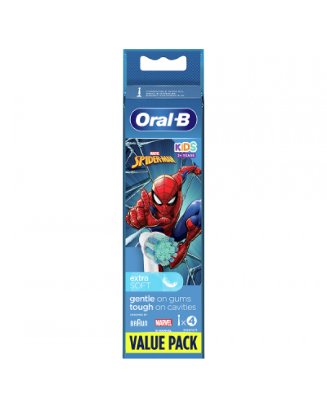 Oral-B Ανταλλακτικό για Ηλεκτρική Οδοντόβουρτσα Kids Extra Soft Spiderman για 3+ χρονών 4τμχ